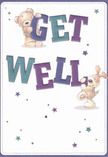 With an air of simple joy, this get well card brings together two charming friends-a teddy bear with a heart-melting gaze and a floppy-eared puppy brimming with playful cheer. Together, they support and balance oversized, colourful letters spelling 'Get Well,' the indigo and teal hues of the text standing proud against a soft, creamy background. Sparkling stars in blues and purples drift around them, reminiscent of hopeful wishes rising like the first buds of spring along Greenford's leafy roads. The bear's illustrated fur and the dog's soft ears are so inviting, you almost feel their gentle touch-like the comfort found in a caring Greenford florist's bouquet. Everything in this design, from expressive faces to bold shapes, emanates kindness and optimism, capturing the spirit of community and encouragement that runs through Greenford. Ideal for bringing a smile and a lift to anyone's recovery, this card delivers not only words but an emotional embrace, echoing the warmth of locally crafted well-wishes delivered across the neighbourhood.